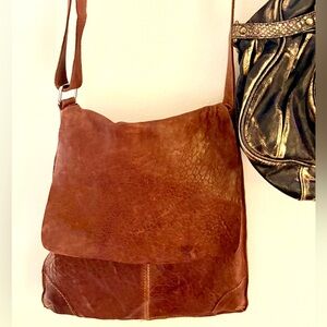 Maxon Italy NWOT distressed leather cognac crossbody messenger bag gorgeous
